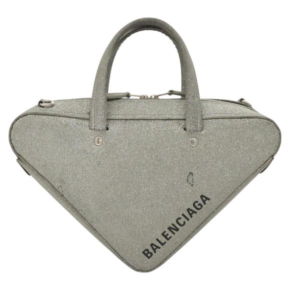 BALENCIAGA Triangle Duffle XS Hand Bag Leather 2way Silver 531048 Auth 121086 - Picture 13 of 16